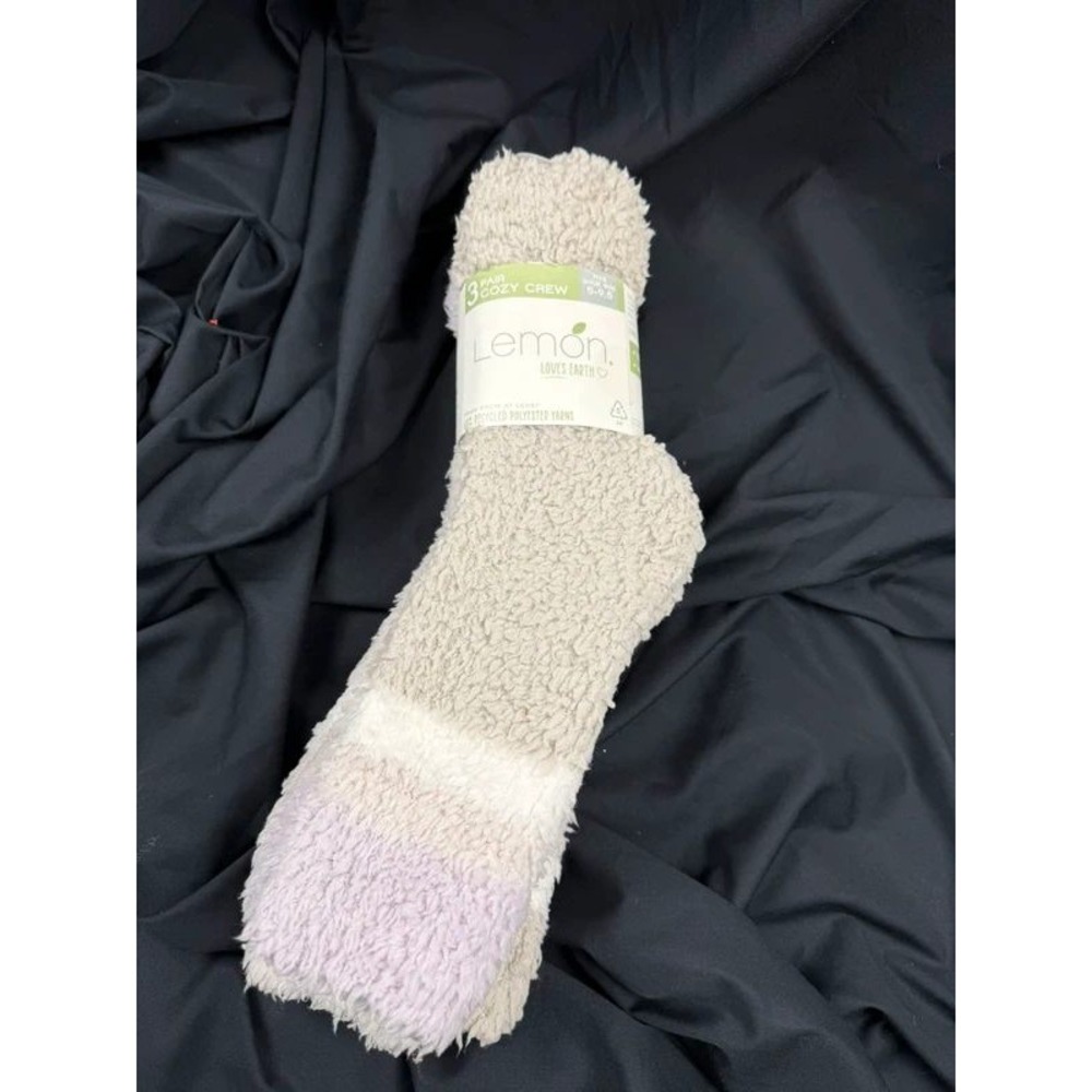 Lemon Loves Earth Women's 3 Pair Cozy Crew Fuzzy Socks Size 5-9.5 NWT